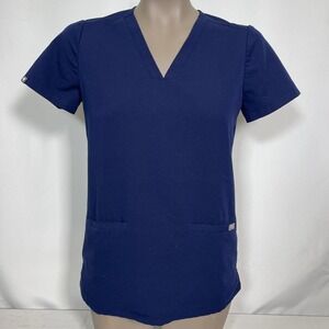FIGS Technical Collection Casma Two Pockets Navy Blue Scrub Top Women's XXS